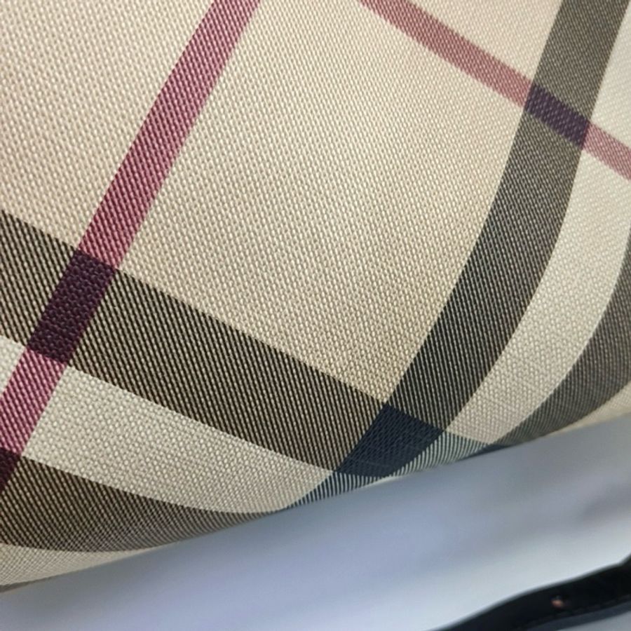BURBERRY 卡其色塗層帆布手提包 黑色五金-7