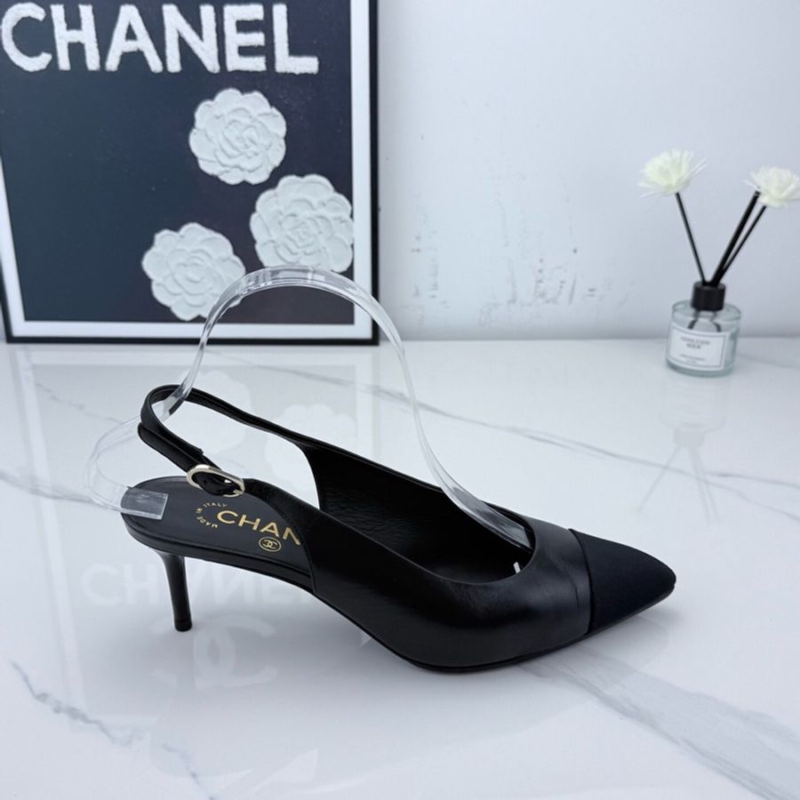 chanel香奈兒 尖頭雙C高跟鞋 38碼 已貼底🧡-4