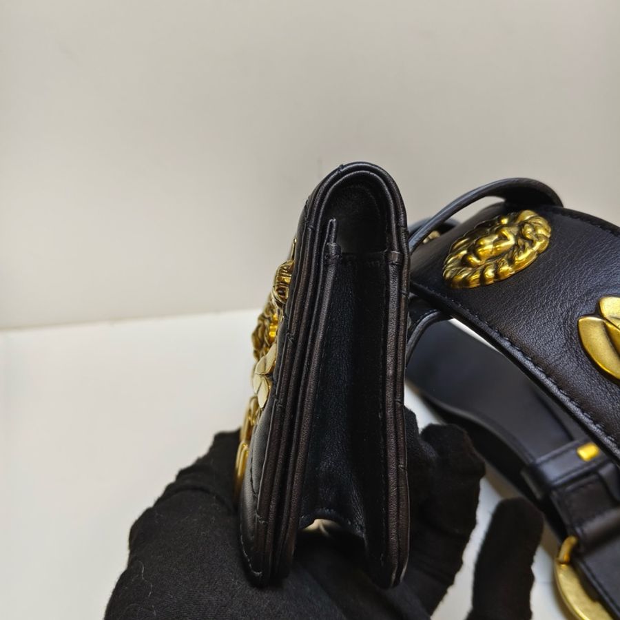 Gucci/古馳 昆蟲款黑金腰帶腰包-3