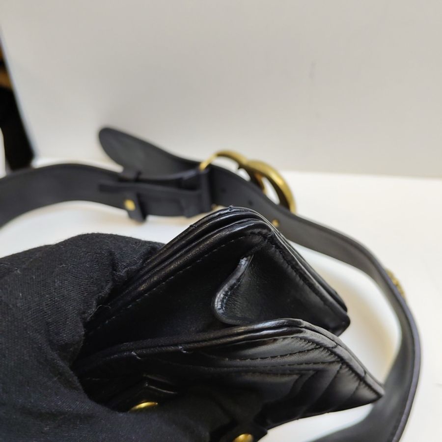 Gucci/古馳 昆蟲款黑金腰帶腰包-6