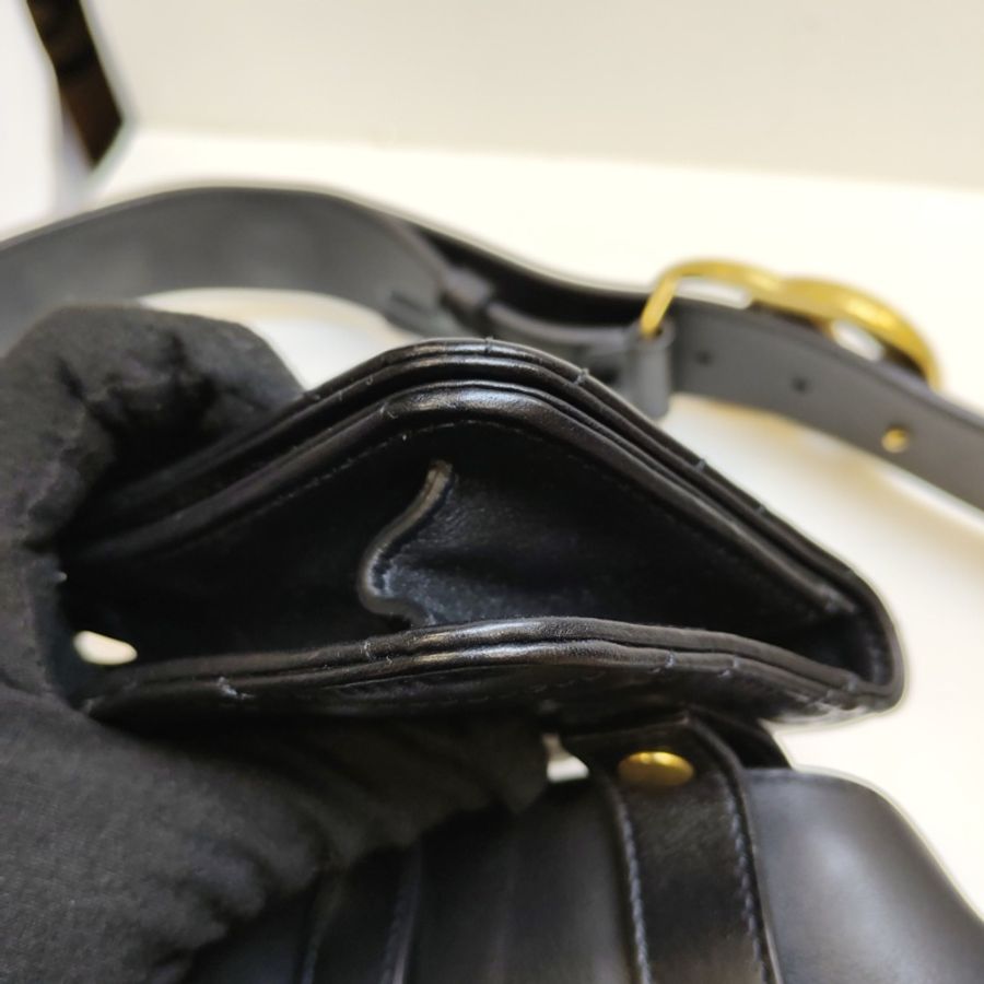 Gucci/古馳 昆蟲款黑金腰帶腰包-7