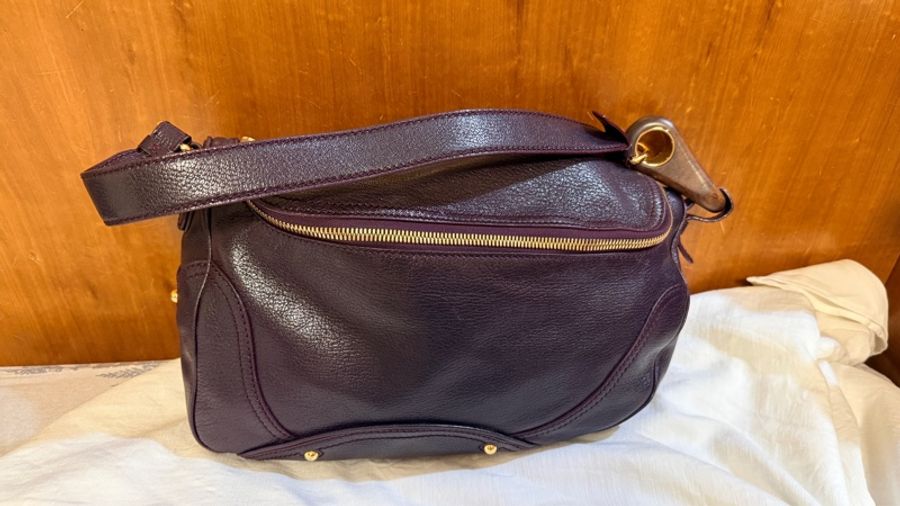 Celine 紫色皮革肩背包-0