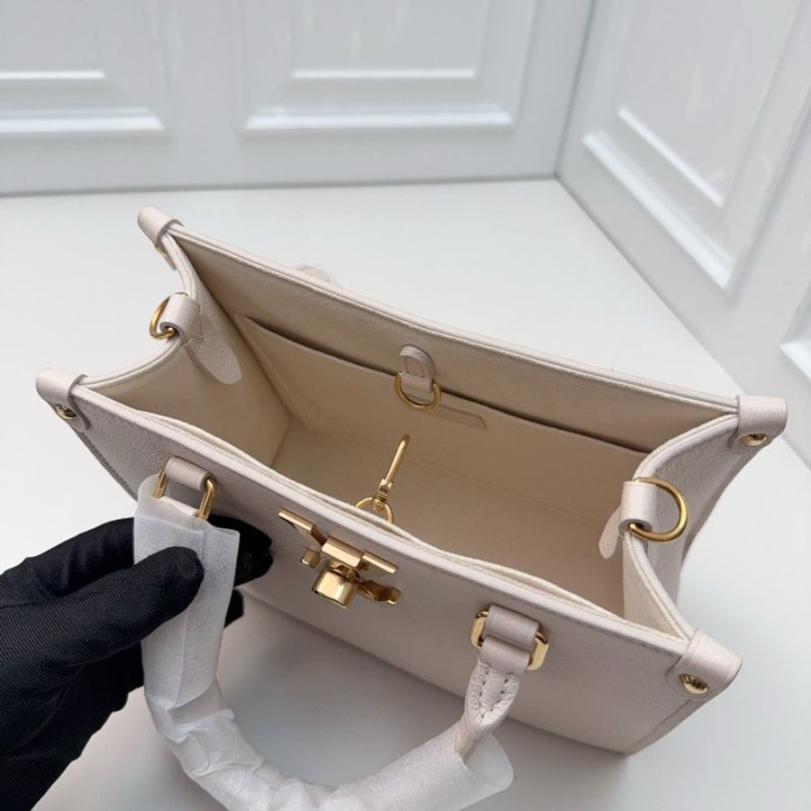 路易威登/Louis Vuitton lock go 顆粒牛皮 粉色叢林手提托特包 芯片款-4