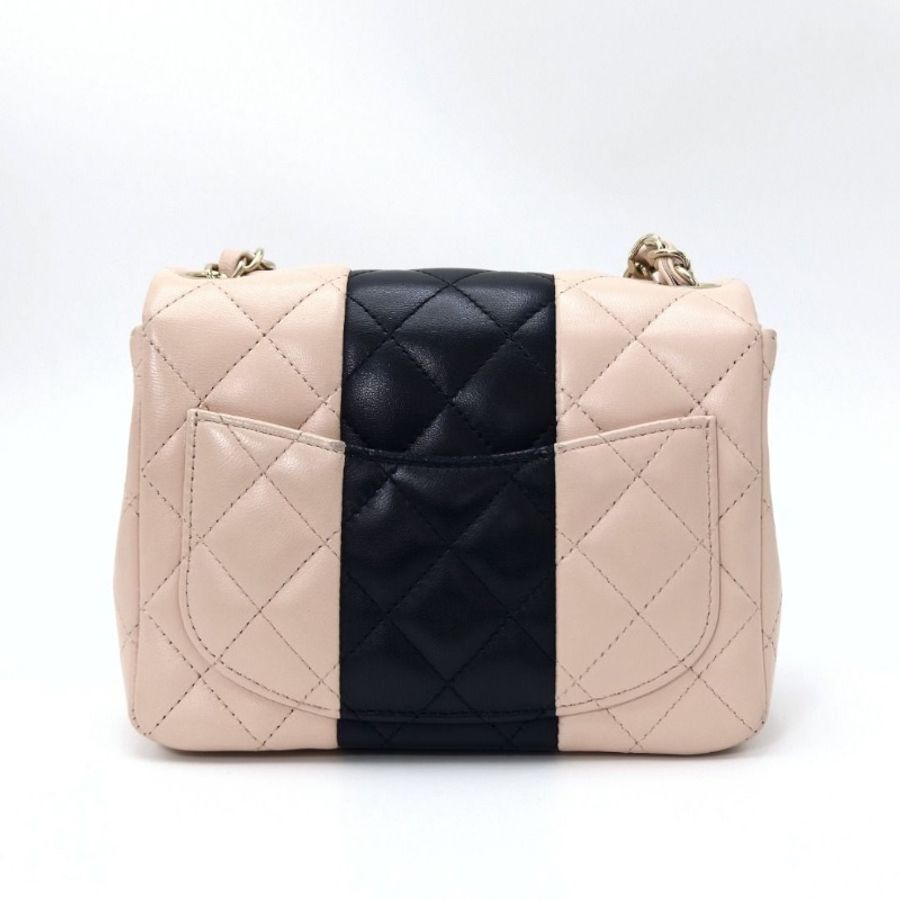 CHANEL 拼色金扣方胖子 肩背斜背鏈條包17*12*7.5 95新 配件塵袋-3