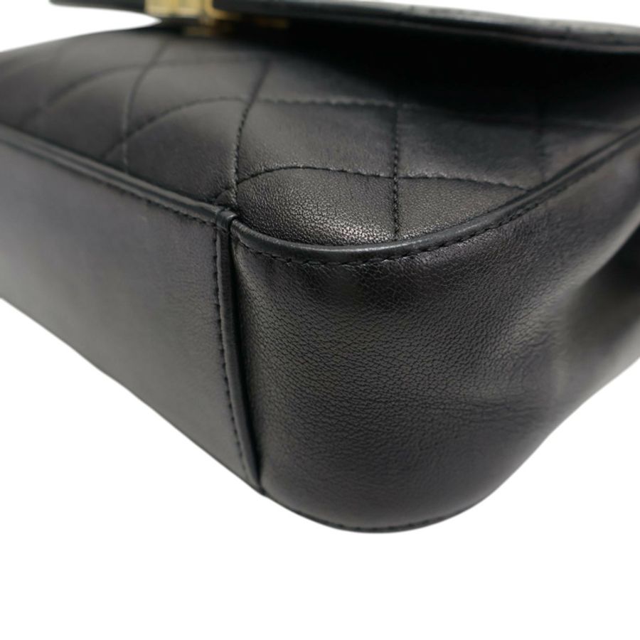 黑色 菱格紋 牛皮 Chain Infinity Top Handle Flap 兩用包【CHANEL 香奈兒】 AS0970-10