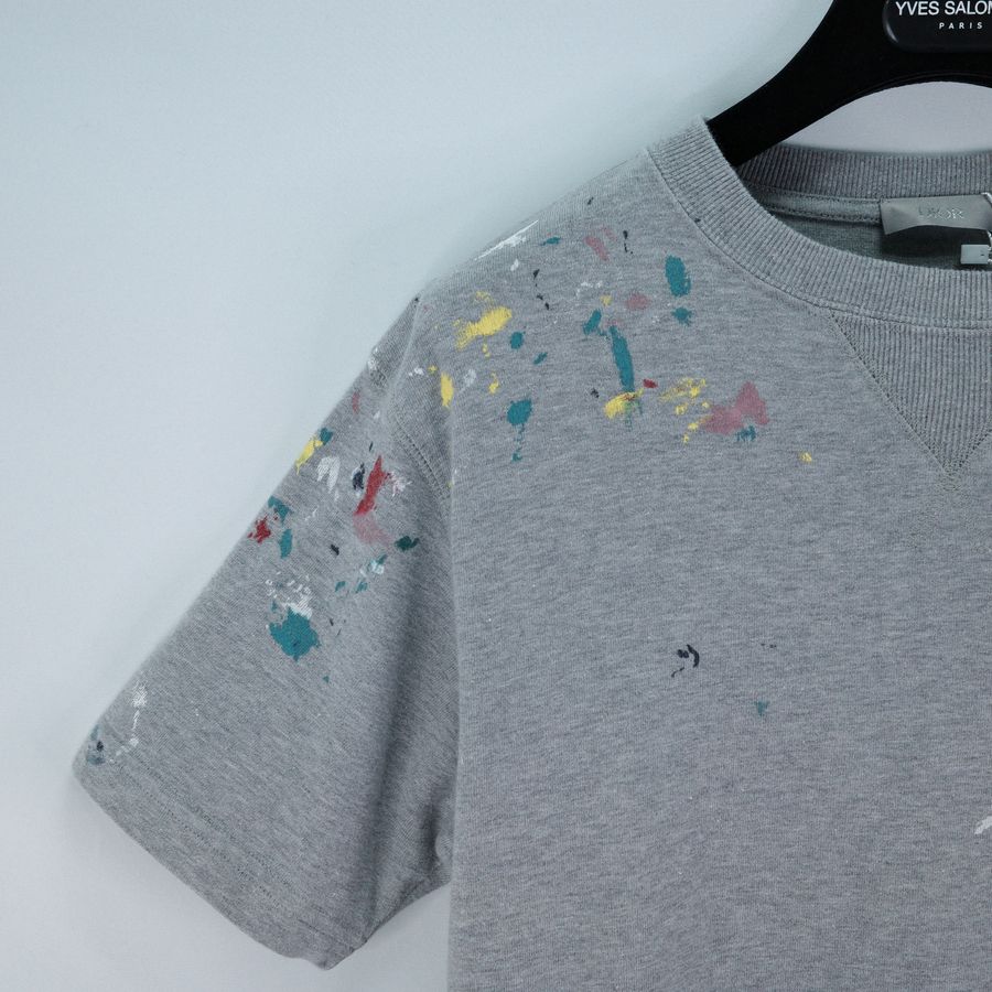 Dior 迪奧 彩繪 刺繡Logo 灰色 短袖上衣-1