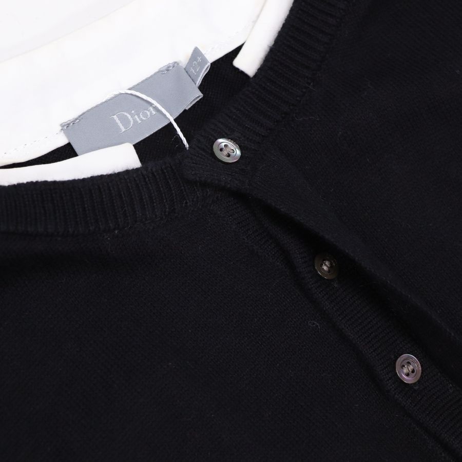Dior 迪奧 童裝 假兩件式 蜜蜂刺繡 黑白色 長袖上衣-8