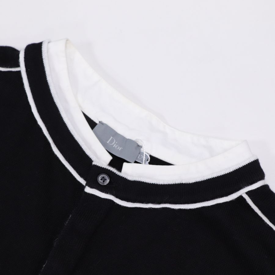 Dior 迪奧 童裝 假兩件式 黑白色 長袖上衣-5