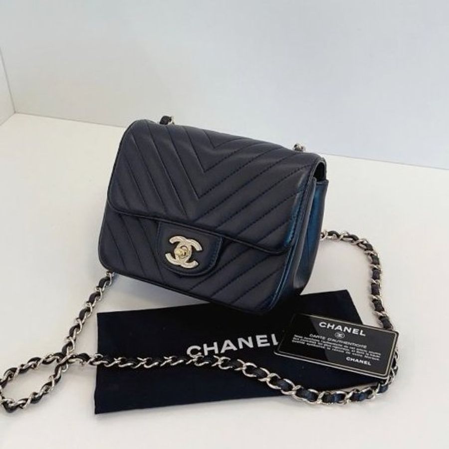 近新品 香奈兒/Chanel 黑金V紋CF方胖子鏈條包-2