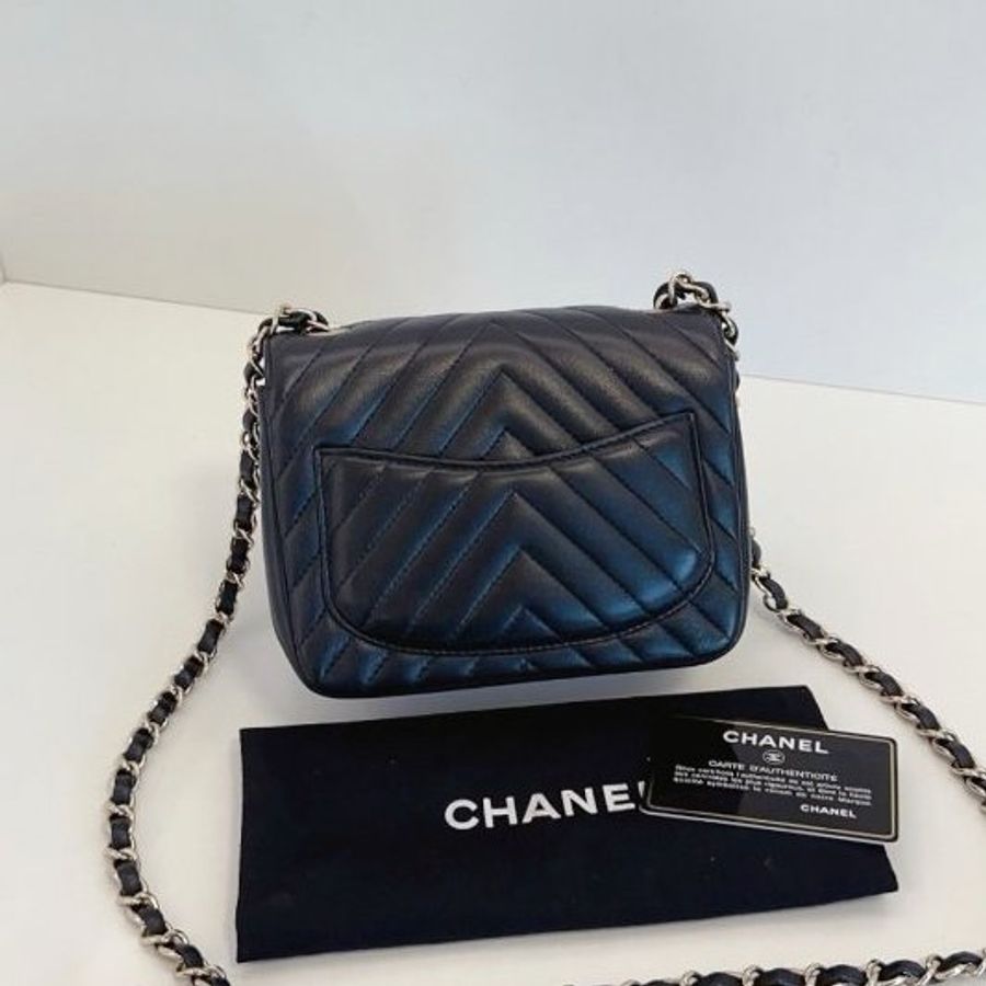 近新品 香奈兒/Chanel 黑金V紋CF方胖子鏈條包-6