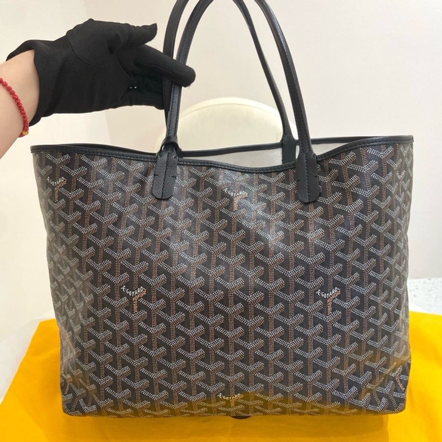 GOYARD/戈雅黑色Y字滿印老花中號單肩子母購物袋 尺寸:34*26*14 附件:子袋 塵袋。-1