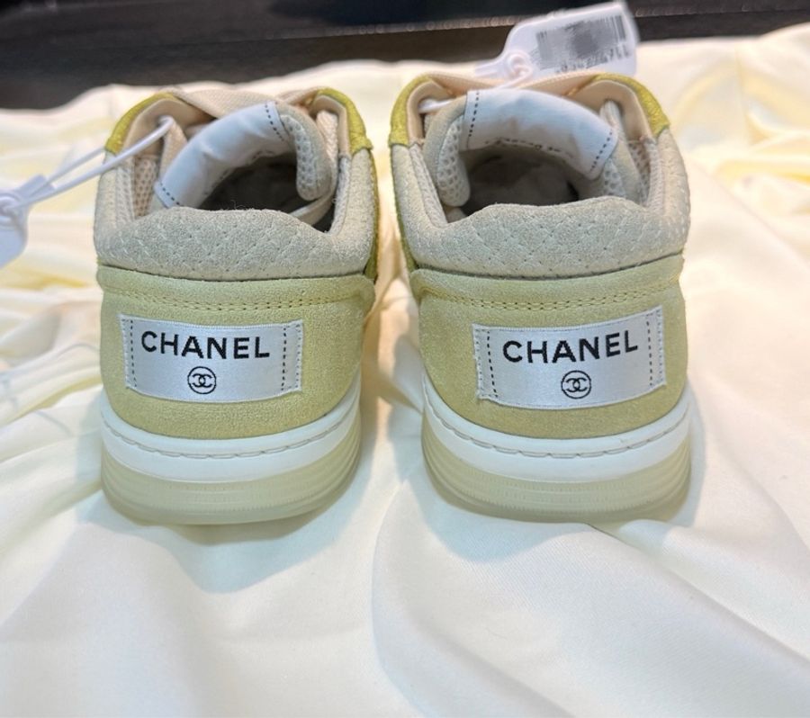 CHANEL/香奈兒 小雞黃雙C格菱紋休閒鞋 36.5碼 99新-3