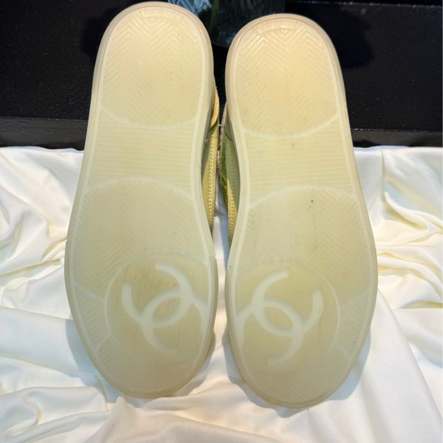 CHANEL/香奈兒 小雞黃雙C格菱紋休閒鞋 36.5碼 99新-6