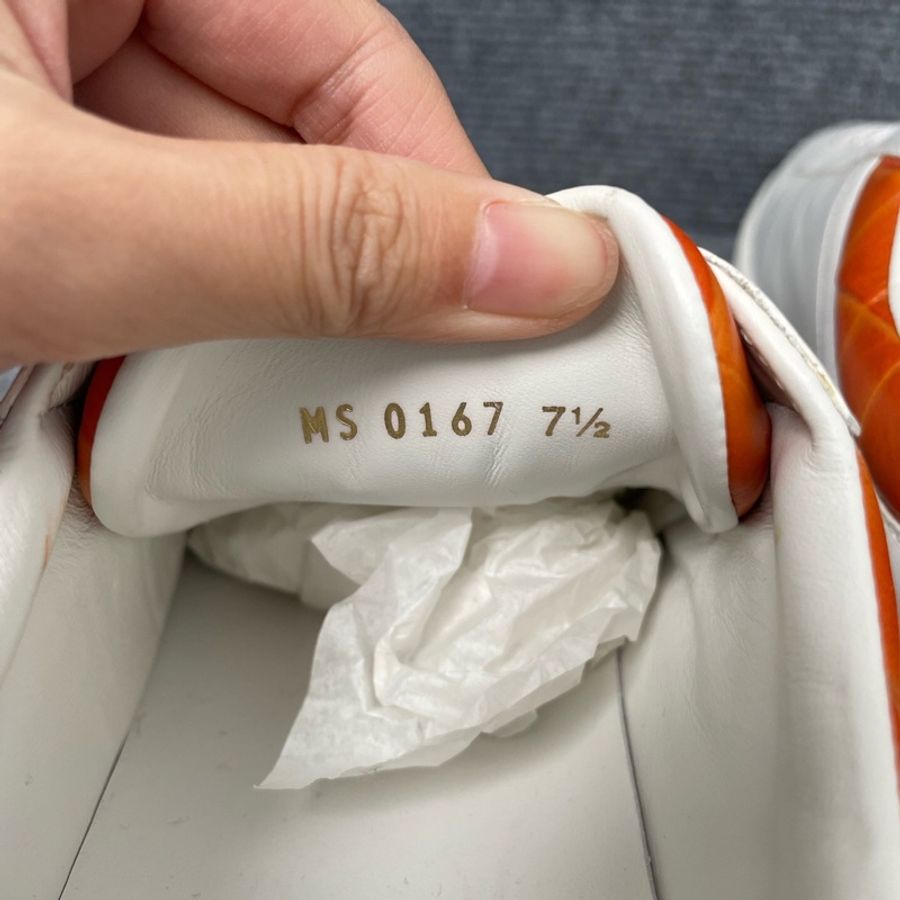 僅試穿 99.9新 LouisVuitton路易威登 白色皮面橙尾板鞋 41.5碼 🧡-5