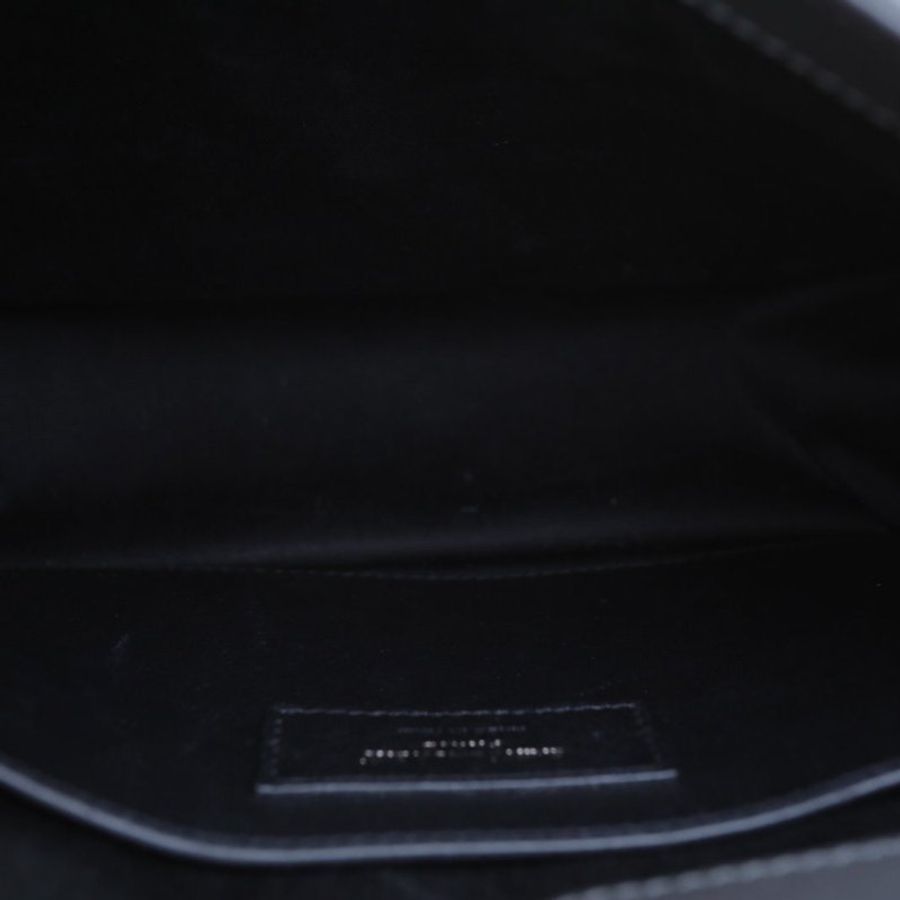 SAINT LAURENT NIKIBABY褶皺絎縫鏈條包D扣灰色牛皮灰扣肩背包-2