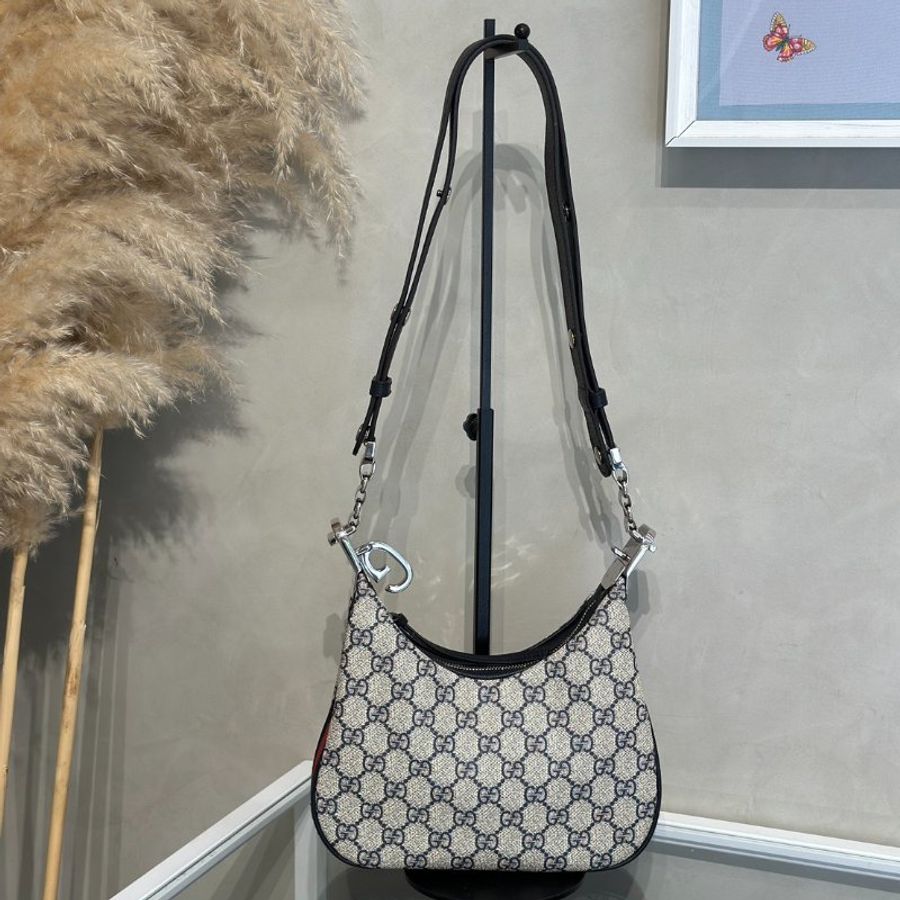 GUCCI Attache帆布斜背包 - 小號藍-0