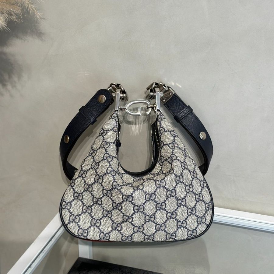GUCCI Attache帆布斜背包 - 小號藍-2