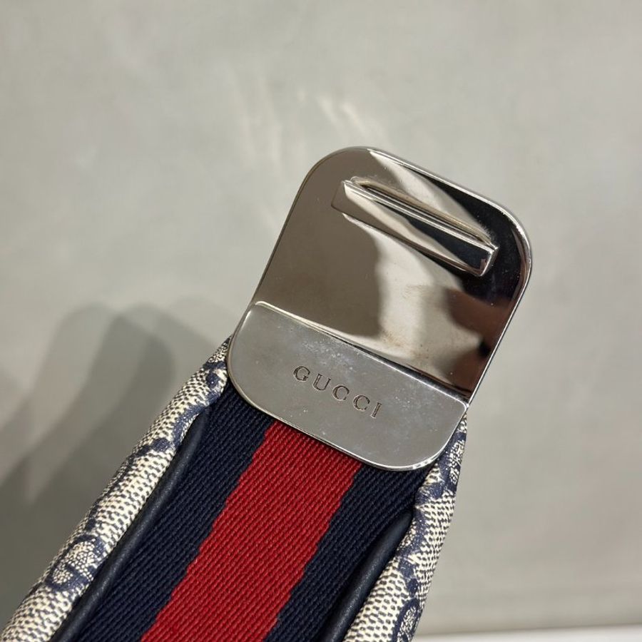 GUCCI Attache帆布斜背包 - 小號藍-8