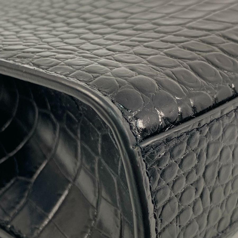 △ SAINT LAURENT 聖羅蘭 Black Crocodile Embossed Calfskin Kate Shoulder Bag 黑色鰐魚壓紋小牛皮肩背包 GAB354119-267008315-8