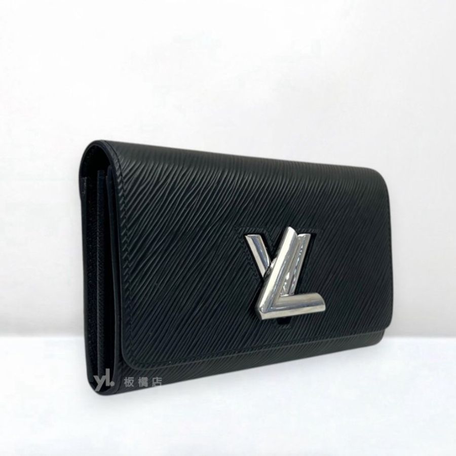 S5447-LV Twist翻轉銀釦EPI黑牛皮長夾M68309-2