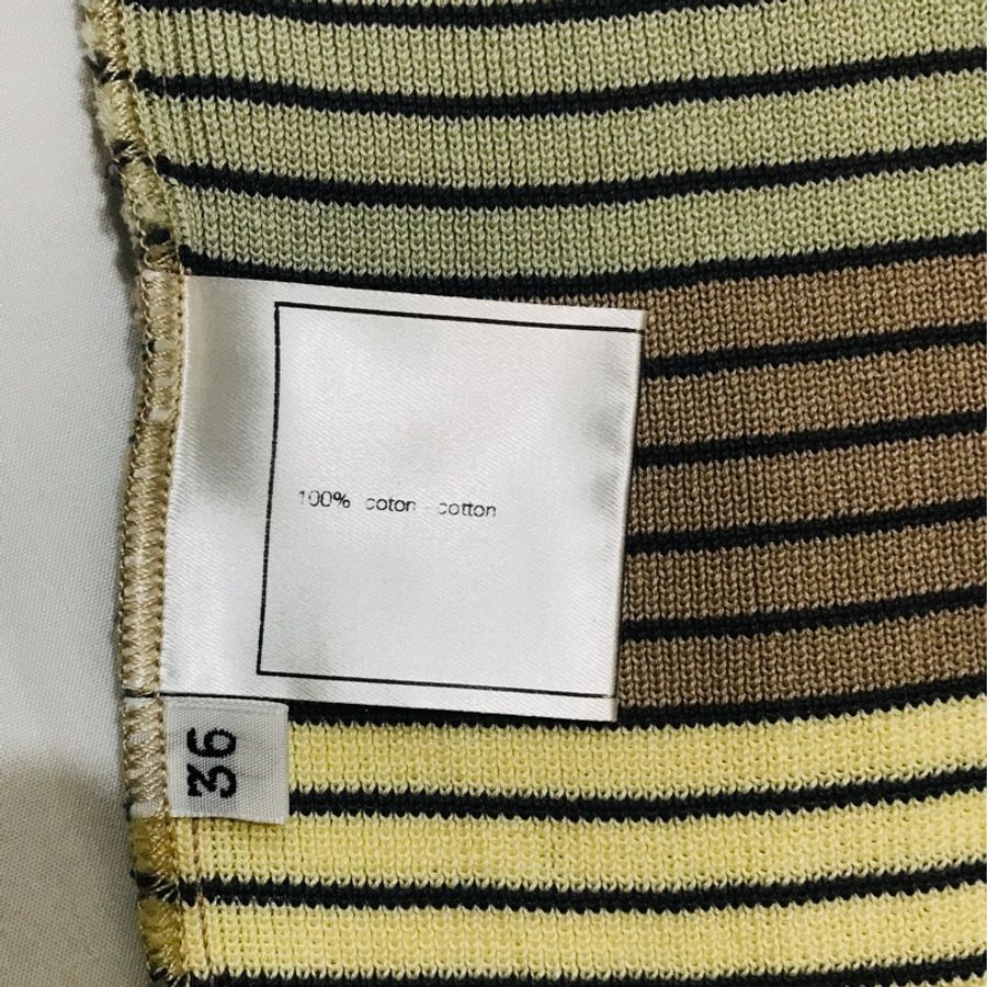 【 CHANEL】短袖條紋純棉上衣(36號)二手衣-4