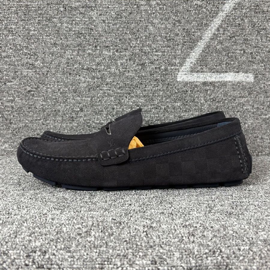 Louis. Vuitton路易威登黑色帆布棋盤格駕車鞋42碼 🧡-0