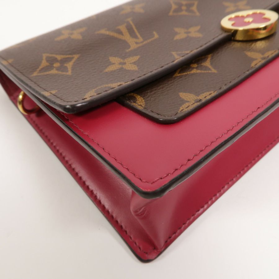LOUIS VUITTON Monogram Portefeuille Flore金扣鏈帶肩背袋-9