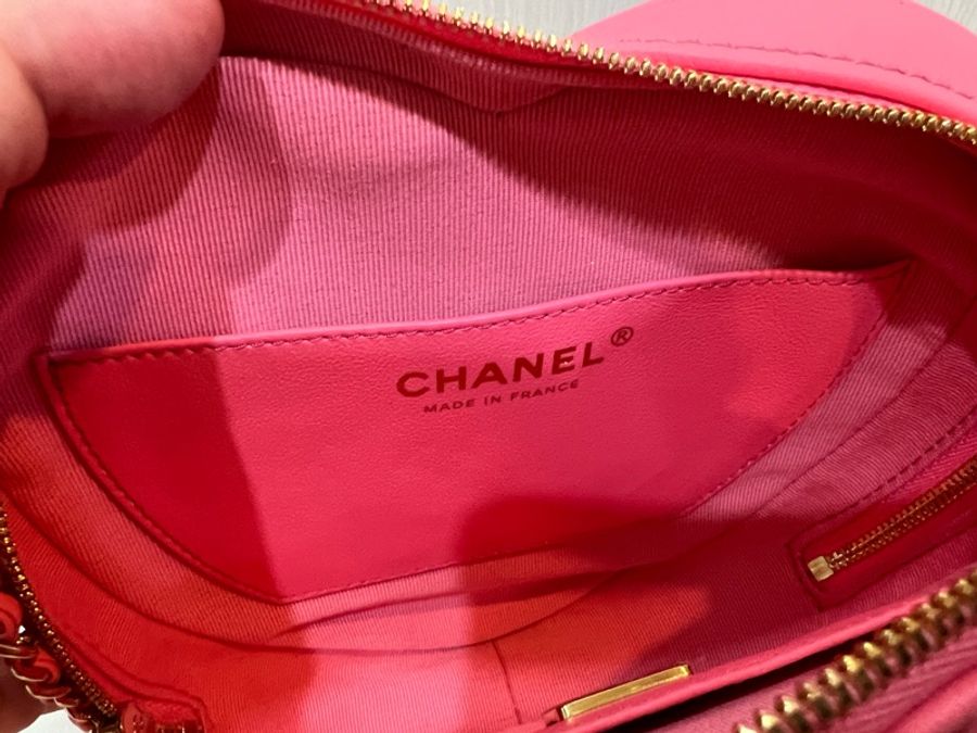 Chanel 芯片款粉色愛心包大號(全新收藏品)-3