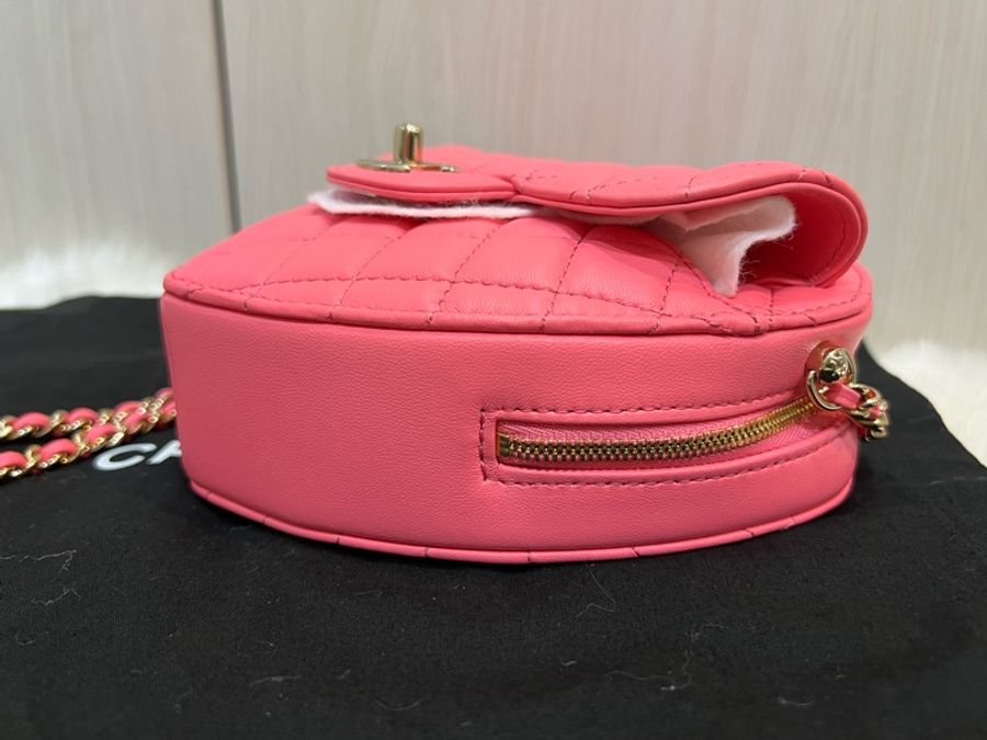 Chanel 芯片款粉色愛心包大號(全新收藏品)-7