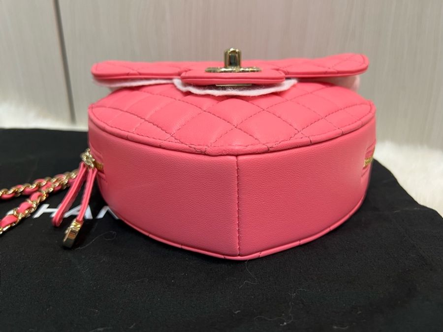 Chanel 芯片款粉色愛心包大號(全新收藏品)-8