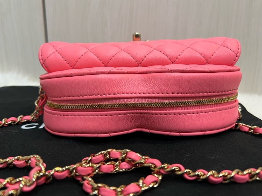 Chanel 芯片款粉色愛心包大號(全新收藏品)-9