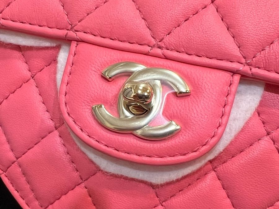 Chanel 芯片款粉色愛心包大號(全新收藏品)-11