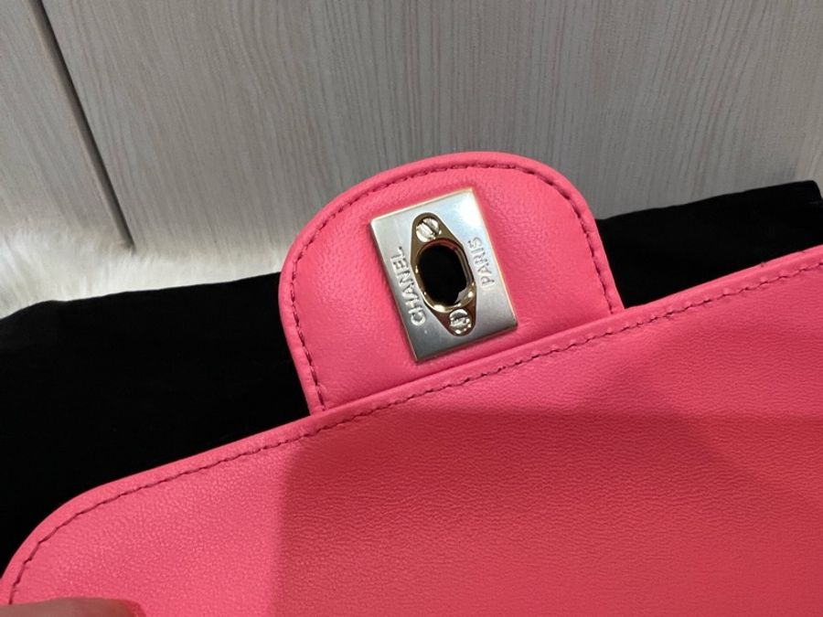 Chanel 芯片款粉色愛心包大號(全新收藏品)-12