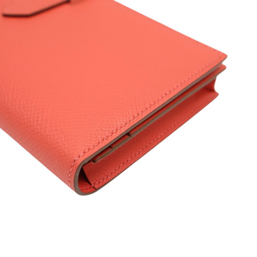 杜鵑紅 Epsom牛皮 Bearn Souffle Wellet 兩折長夾 口O刻 H039785CK【HERMES 愛馬仕】 H039785CK-8