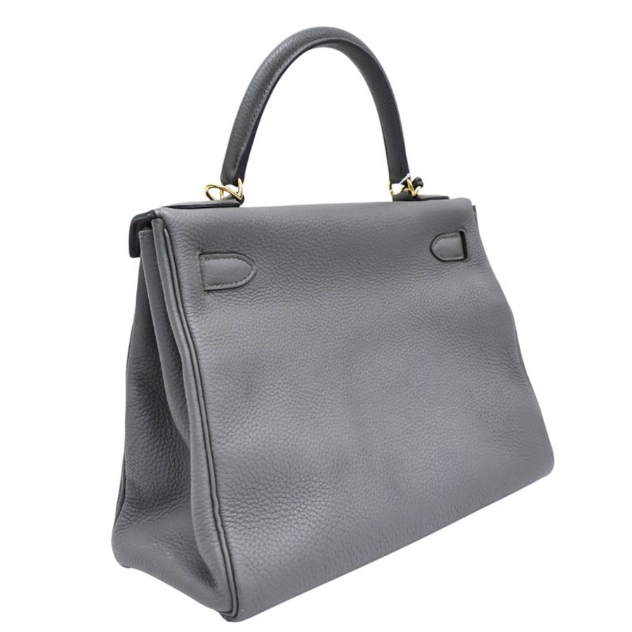錫器灰 TOGO牛皮 手提包 C刻 金扣 缺背帶【HERMES 愛馬仕】-1
