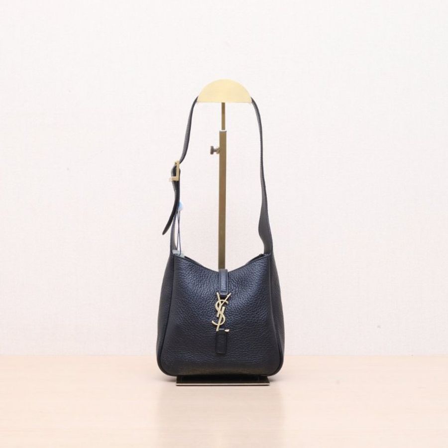 SAINT LAURENT LE5À7HOBOBaby黑色牛皮金扣肩背包-1