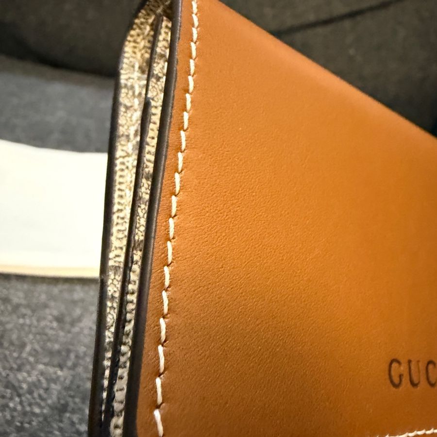 Gucci 專櫃正品 GUCCI 828314棕色 花紋 卡夾 零錢包-9