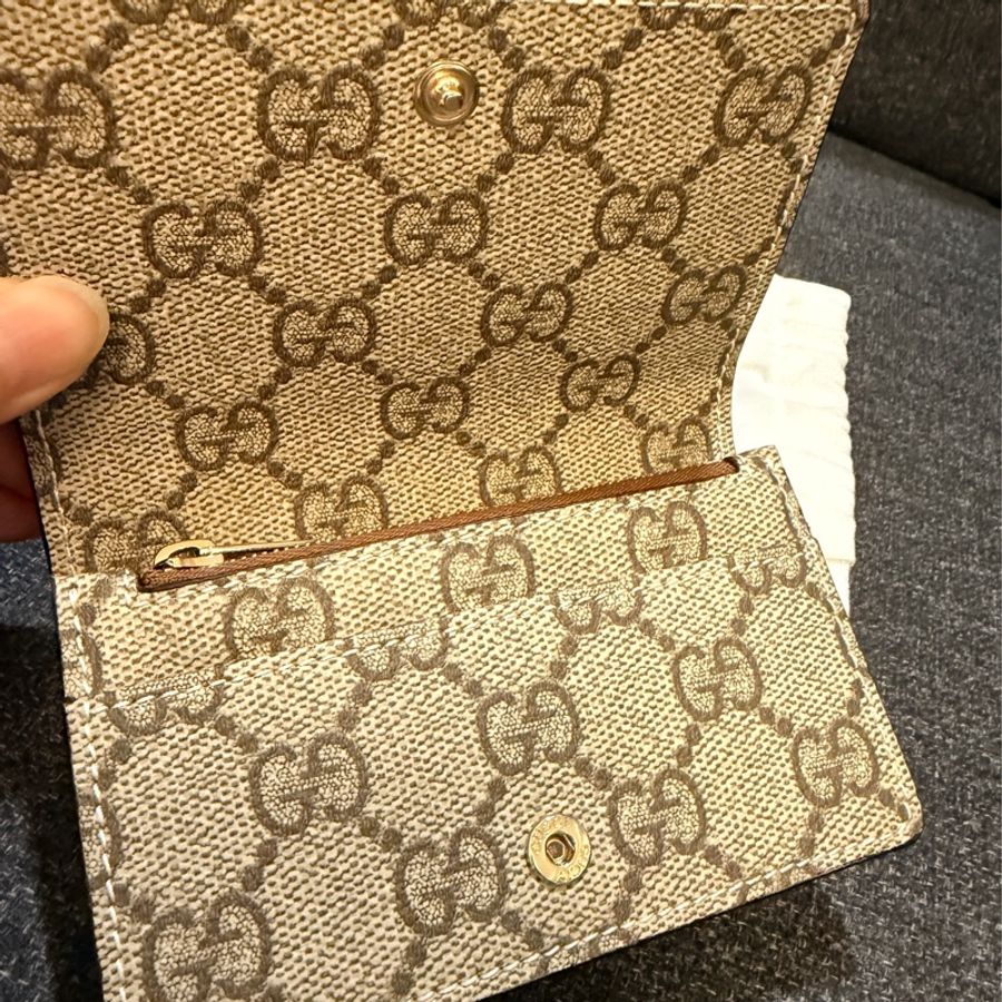 Gucci 專櫃正品 GUCCI 828314棕色 花紋 卡夾 零錢包-11