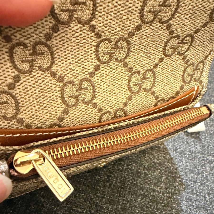 Gucci 專櫃正品 GUCCI 828314棕色 花紋 卡夾 零錢包-12