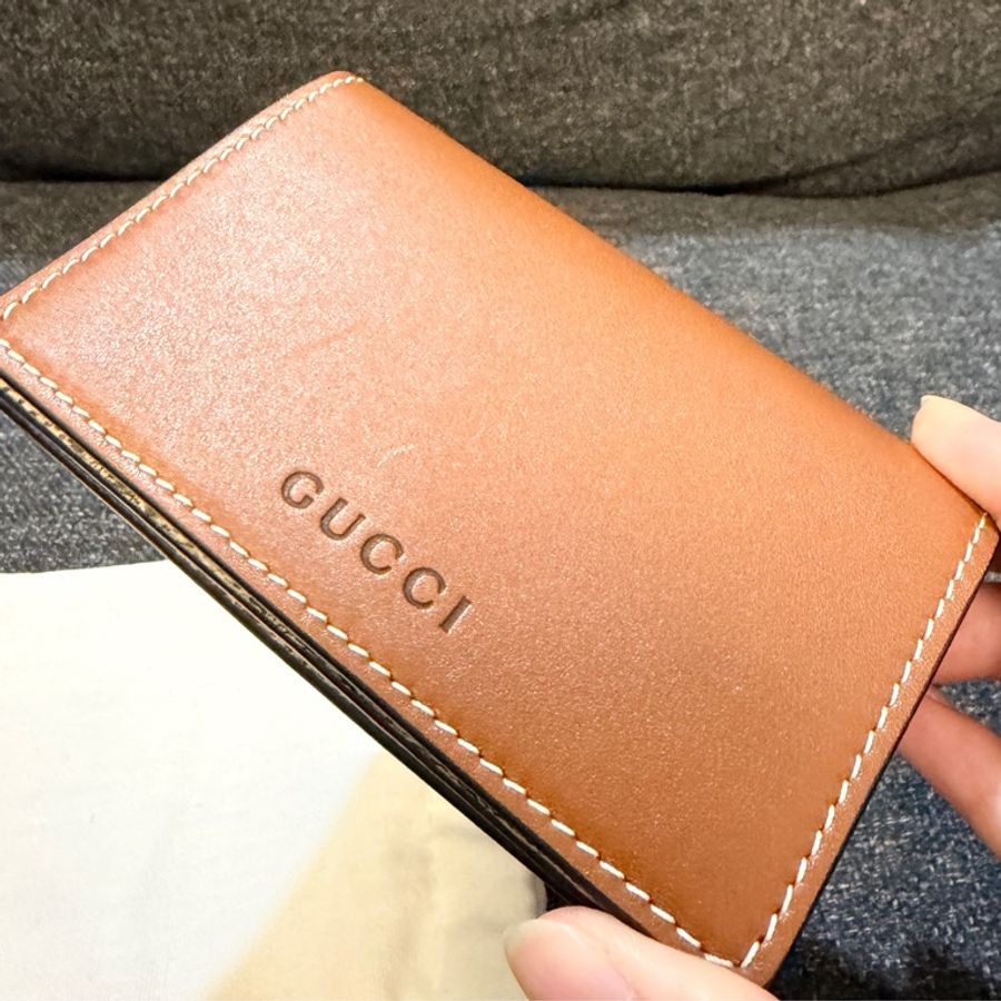 Gucci 專櫃正品 GUCCI 828314棕色 花紋 卡夾 零錢包-17