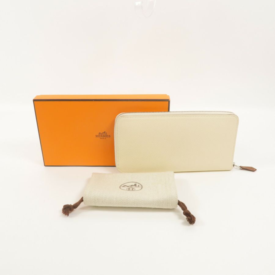 HERMES Epsom皮革Silk In Classique長錢包Nata-9