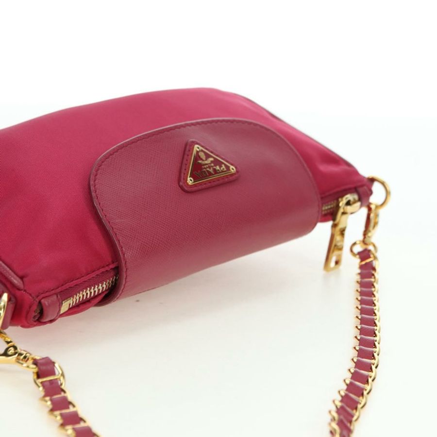 【日本直送】PRADA 尼龍粉紅金色鏈條單肩包 正品 177013V-5