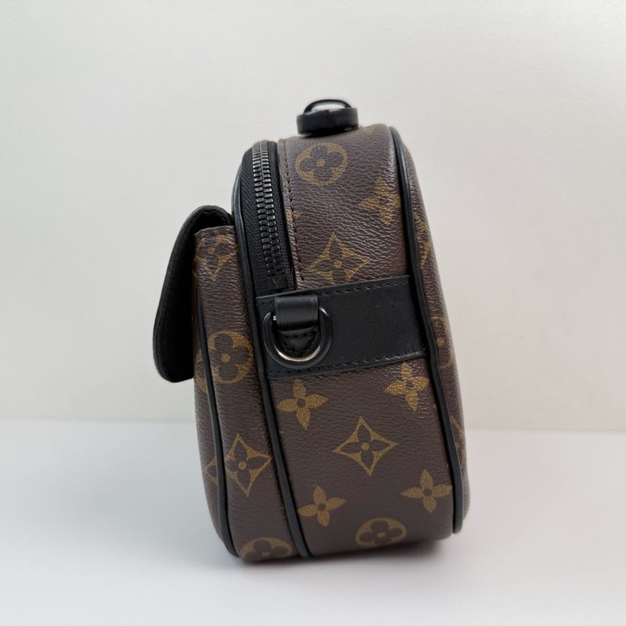 路易威登/Louis Vuitton S Lock Monogram Macassar 塗層棕色老花帆布 斜挎包手提包 黑色五金 附件:肩带-3