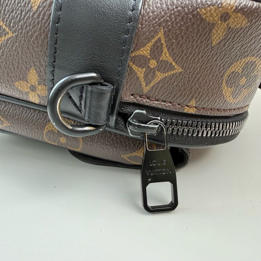 路易威登/Louis Vuitton S Lock Monogram Macassar 塗層棕色老花帆布 斜挎包手提包 黑色五金 附件:肩带-10