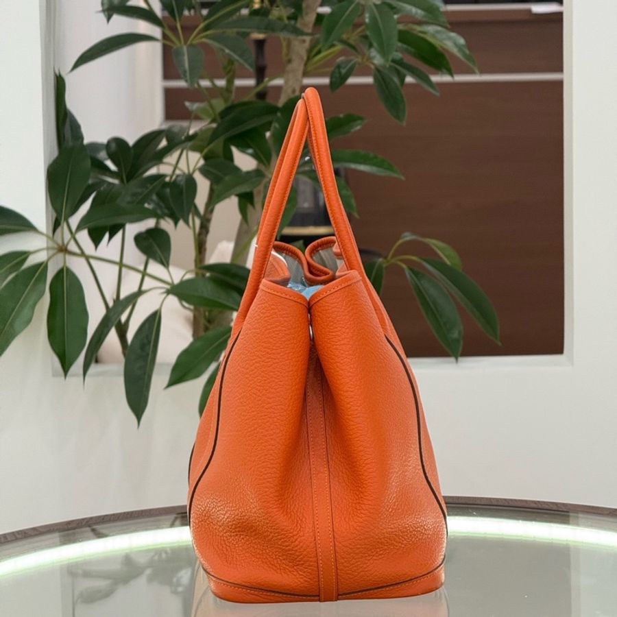 愛馬仕 Hermes 花園包 GP36 Garden Party 愛馬仕橙 銀扣 T刻 tc皮-1