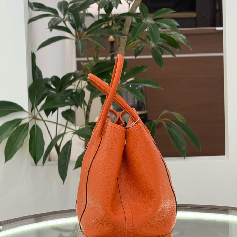 愛馬仕 Hermes 花園包 GP36 Garden Party 愛馬仕橙 銀扣 T刻 tc皮-2