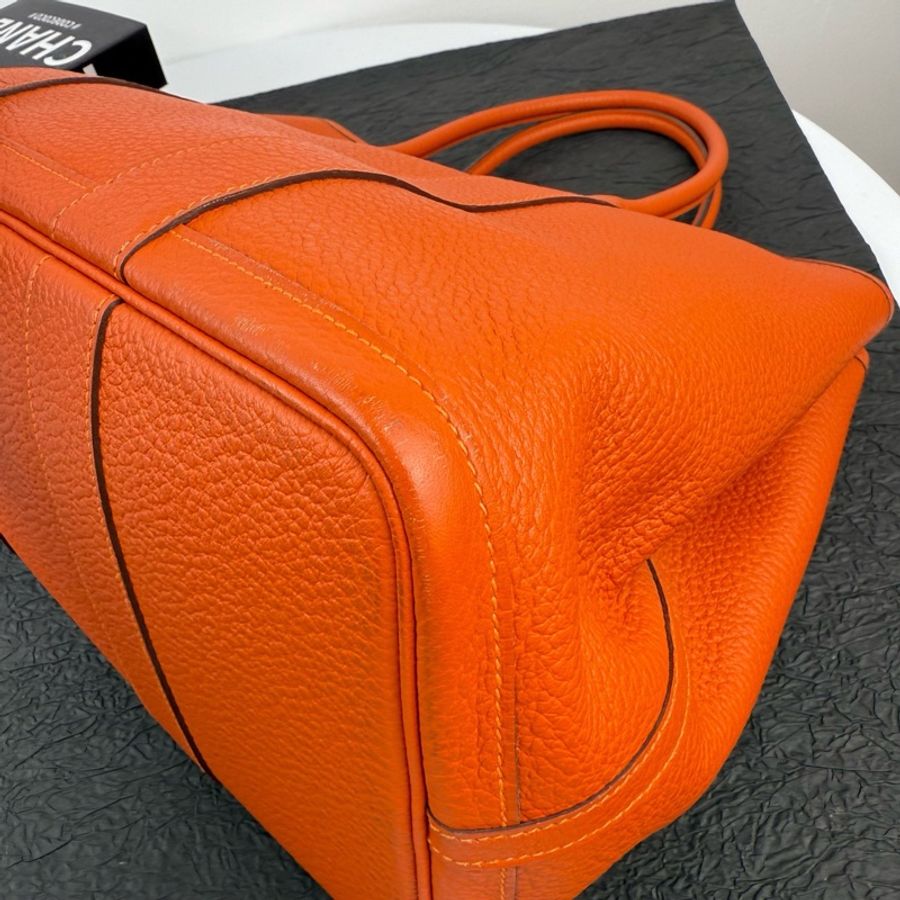 愛馬仕 Hermes 花園包 GP36 Garden Party 愛馬仕橙 銀扣 T刻 tc皮-6