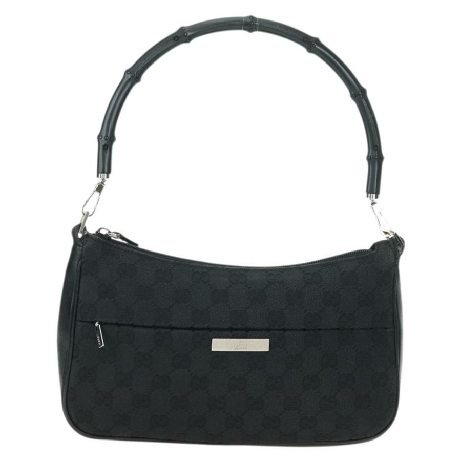 【日本直送】GUCCI 竹節 GG 帆布手提包 黑色 銀色 001 3865 正品 am11509A-1