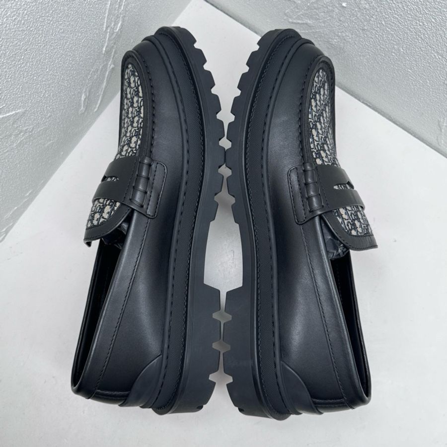 閒置新 Dior迪奧explorer loafer探險者黑色牛皮拼老花休閒皮鞋,尺碼43碼,附件:盒子-5