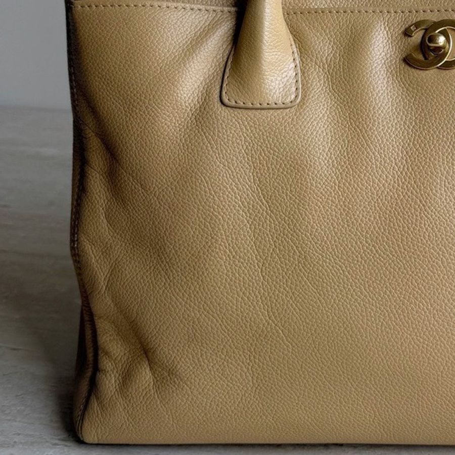 Chanel香奈兒Cerf米色荔枝紋牛皮托特包 11開 底長35.5 🈚附件:單品-8